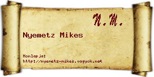 Nyemetz Mikes névjegykártya